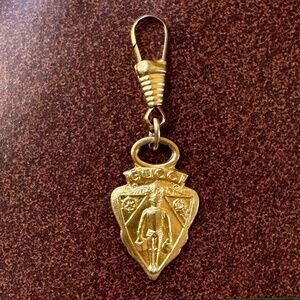 Authentic Vintage Gucci Knight Charm Pendant Zipper Pull, gold tone